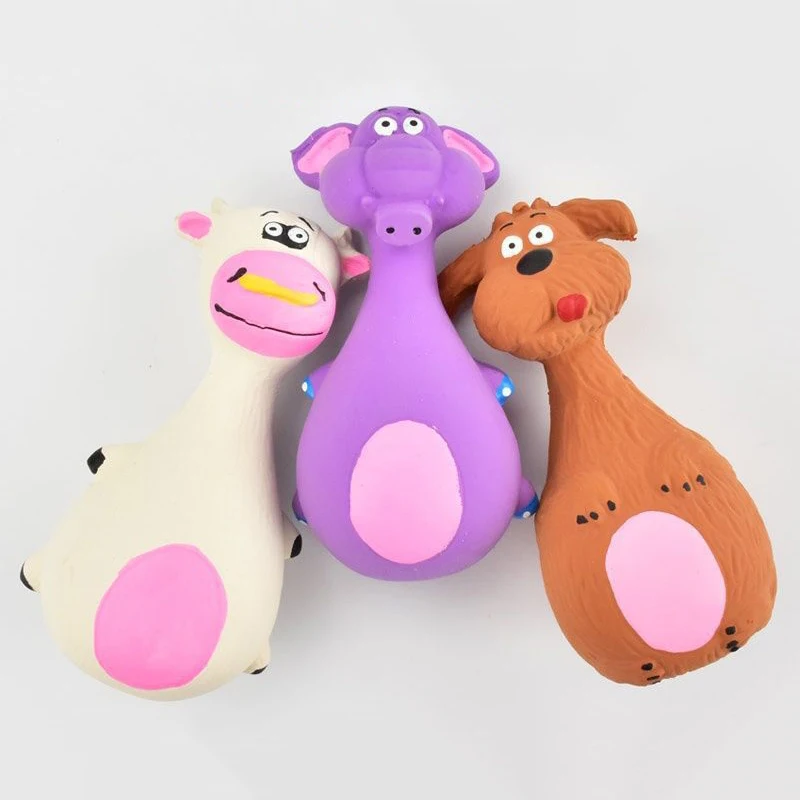 Latex Dog Toys Sound Squeaky Elephant/Cow Animal Chew Pet Rubber Vocal Toys For Small Large Dogs Bite Resistant Interactive Toy 1