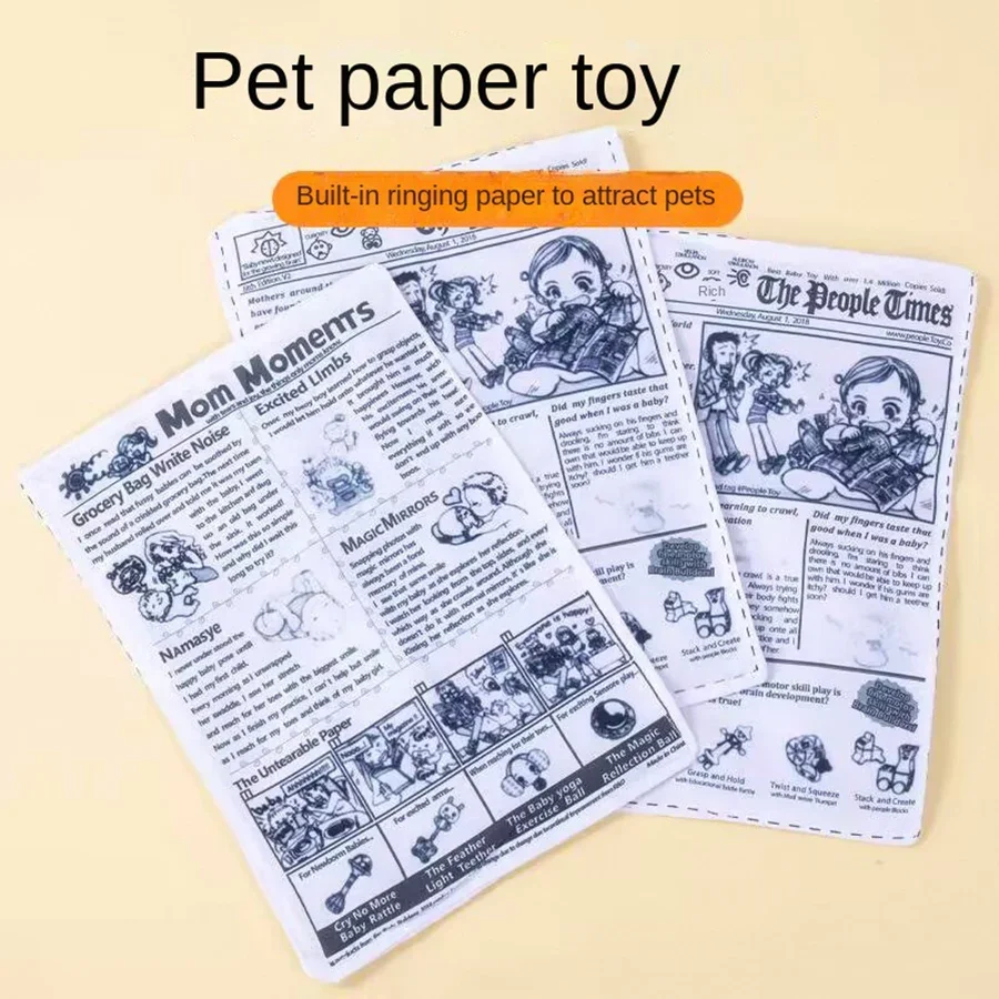 1 Piece Pet Sniffing Black and White Ringing Paper Toy Cat and Dog Interactive Bite-Resistant Newspaper Sound Toy Self-Pleasure and Boredom Relief Artifact 1