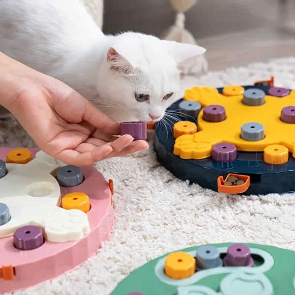 Cat and Dog Feeding Toys, Brain Boosting Puzzle Bowl with Snack Dispenser - Durable Plastic, Battery Free. 5