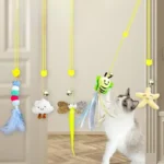 Cat Rope Long Rope Teasing Cat Toy Accessories Pet Kitten Toy Cat Toy Swing Sticky Disc Elastic with Bell Hanging Door Teasing 1