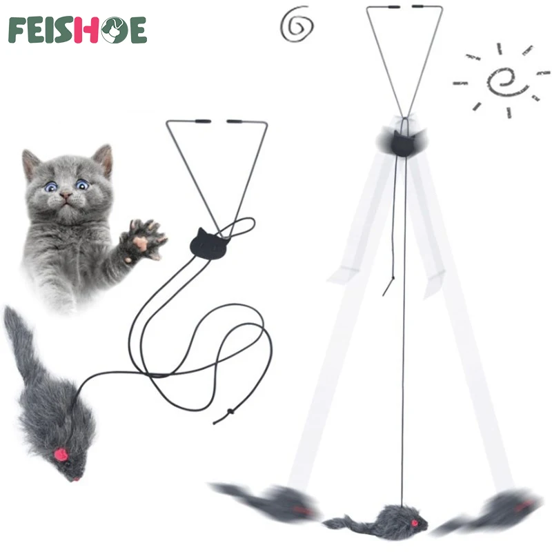 Interactive Cat Toy Hanging Clip Door Plush Mouse Self-hi Hanging Door Elastic Funny Cat Toy Juguetes Para Gatos Rascador Gato 1