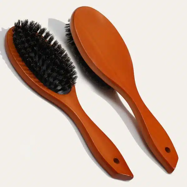 New Arrival Hair Brush Wood Handle Boar Bristle Beard Comb Styling Detangling Straighten Brown Lotus Boar Bristles Massage Comb 5