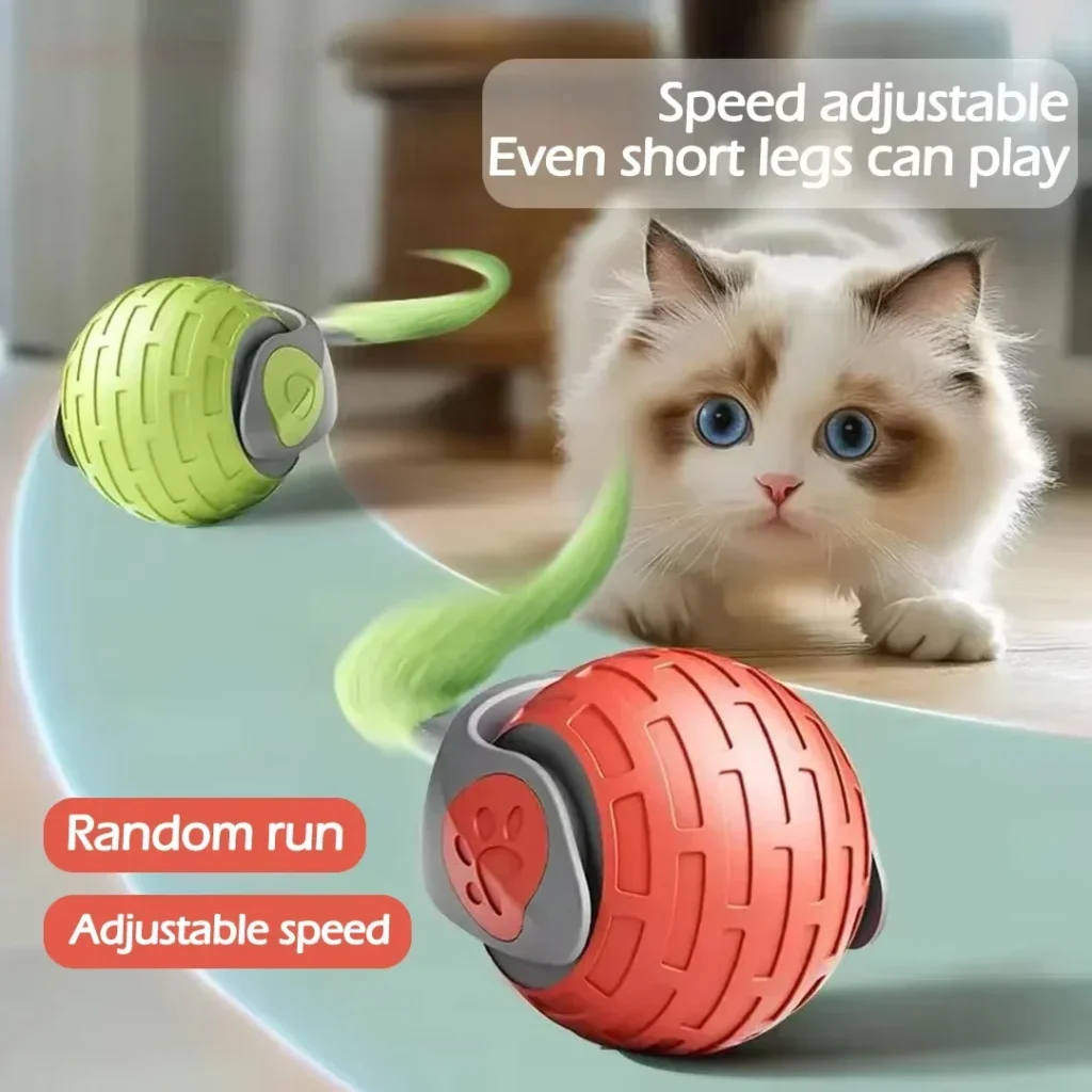 Cat Interactive Ball Rechargeable Smart Pet Electric Toy 3 Mode Automatic Rolling Ball Simulated Tail Dog Cat Training Teaser 1