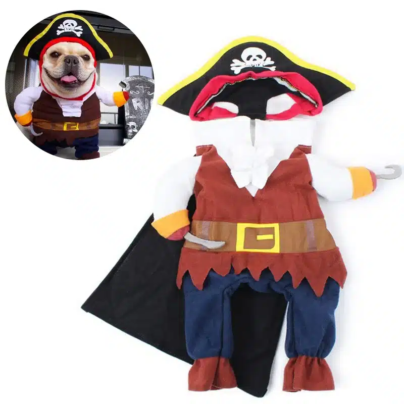 Halloween Pet Dog Clothes Cat Costume Funny Pirate Suit For Small Dogs Transformation Cosplay Apparel Puppy Standing Dress Up 1