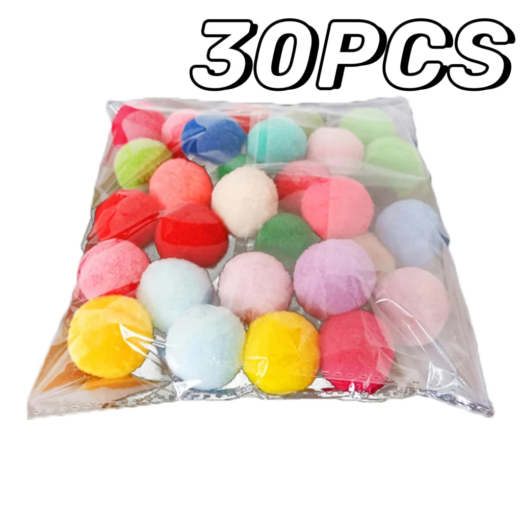 10/20/30Pcs Cats Polyester Plush Balls Interactive Play Training Toy Cat Toy Ball Creative Colorful Interactive Cat Chew Toys 1