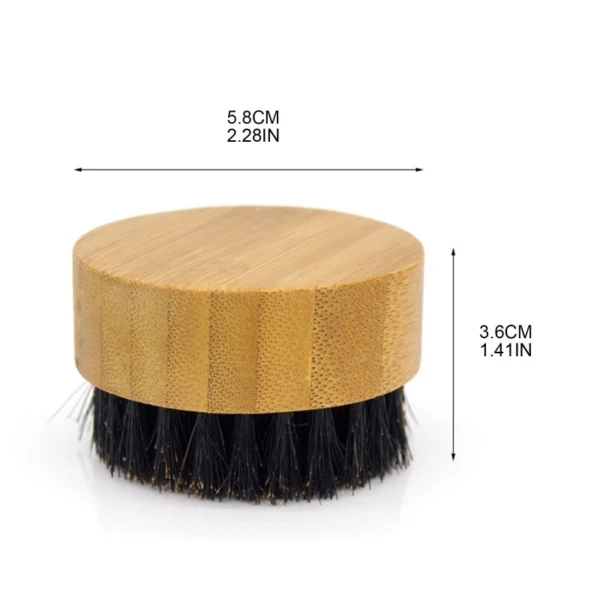 Q1QD Round Handle Beard & Mustache Brush Hair Boar Bristle Beard Brush Massage Comb Men Beard Grooming Tool 6