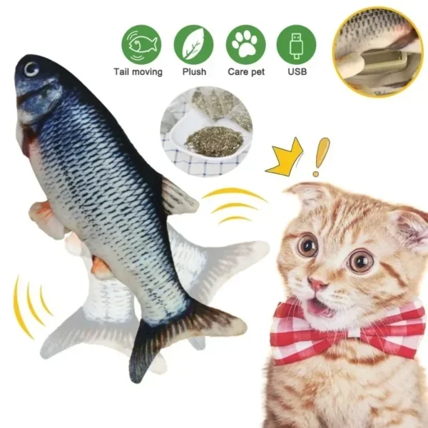 Interactive Cat Toy Mouse for Cats USB Charging Rotating Butterfly Noise Ball Boucing Fish Play-Catch Training Toy for Indoor 6