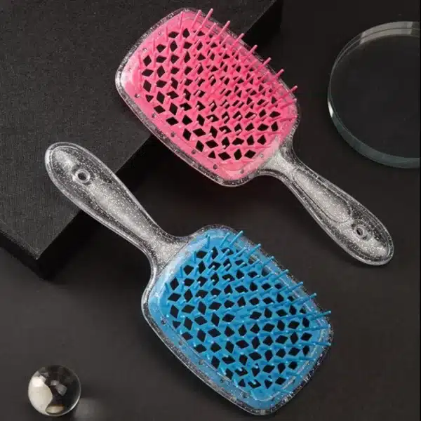 Flash Tangled Hair Comb Detangling Hair Brush Massage Combs Hollow Out Wet Curly Hair Brush Barber Comb Salon Hair Styling Tools 1