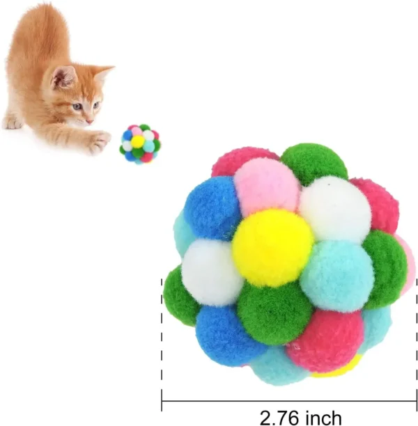 3/60pcs Cat Toys Balls with Bells , Color Cat Pom Pom Balls,Tinsel Sparkle Balls,Interactive Toy for Indoor Cats Kitten 6