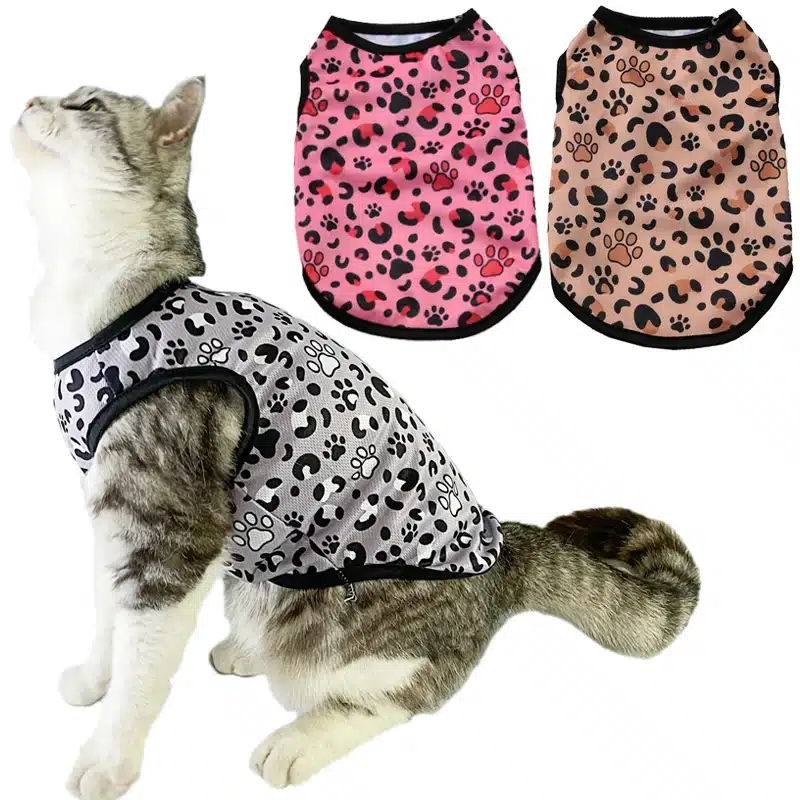 Summer Cat Clothes Leopard Print Pet Vest For Small Dogs Cats Thin Breathable T-shirt Puppy Kitten Costume Yorkshire Pug Apparel 1