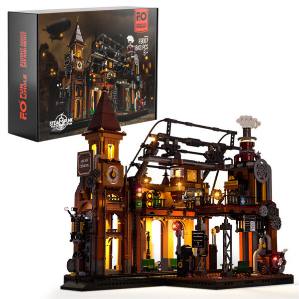 Steampunk Train Station Building Blocks Light Puzzle Model Toys - Image 5