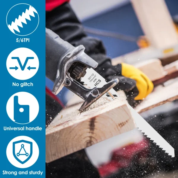 12Pcs Reciprocating Saw Blade 6/9In 6/5TPI Pruning Saw Blade Sharp Saw Blade Woodworking Tool for Cutting Wood Plywood Board 3