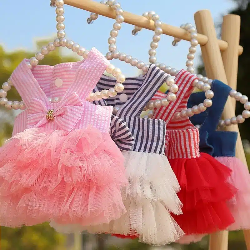 Dog Summer Dress Cat Lace Skirt Pet Clothing Chihuahua Stripe Skirt Puppy Cat Princess Apparel Cute Puppy Clothes Pet Product 1