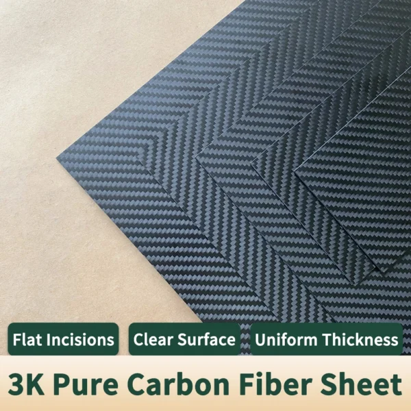 1Pcs Thickness 3mm 3K Twill Matte Carbon Fiber Board Size 75-400mm High Strength Pure Carbon Fiber Corrosion Resistant Material 3