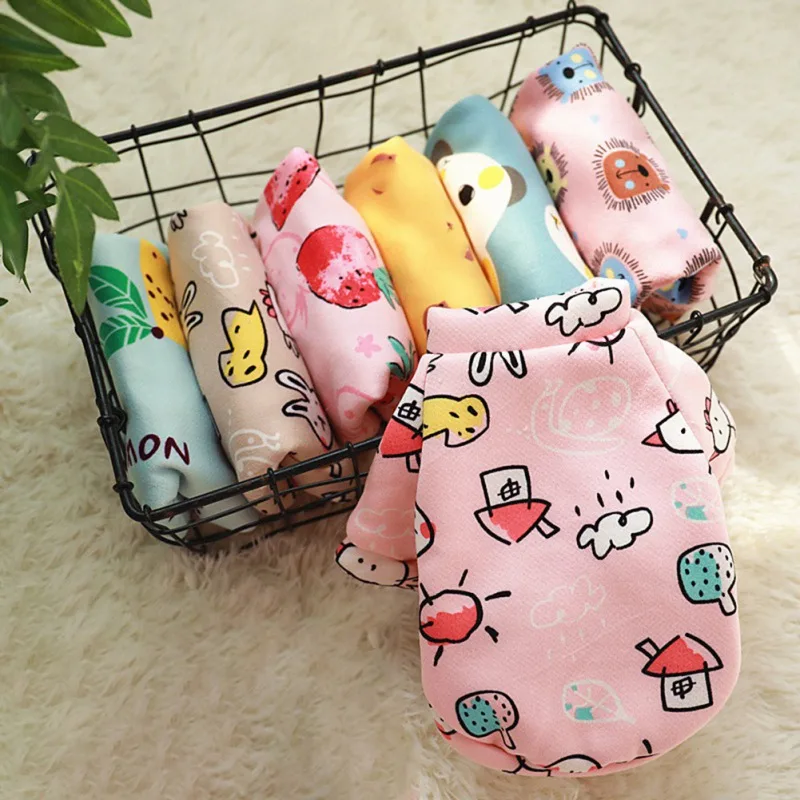 Cute Print Cat Clothes Suit Spring Autumn Warm Fleece Pet Cat Pullover for Cats Kedi Soft Sweater Comfortable Apparel Outfits 1