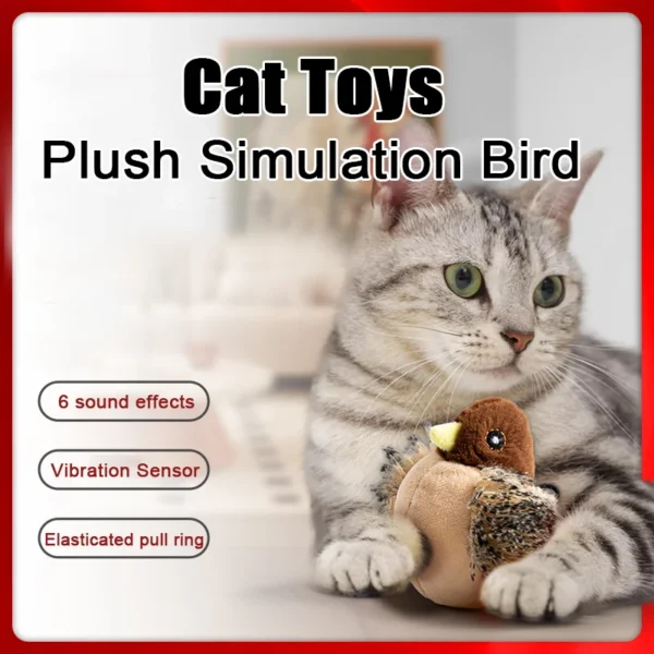 Flapping Bird Cat Toy, Interactive Flappy Bird Cat Toy Bird Toy for Cats, Simulated Chirping Bird Cat Toy, Interactive Cat Toy 3