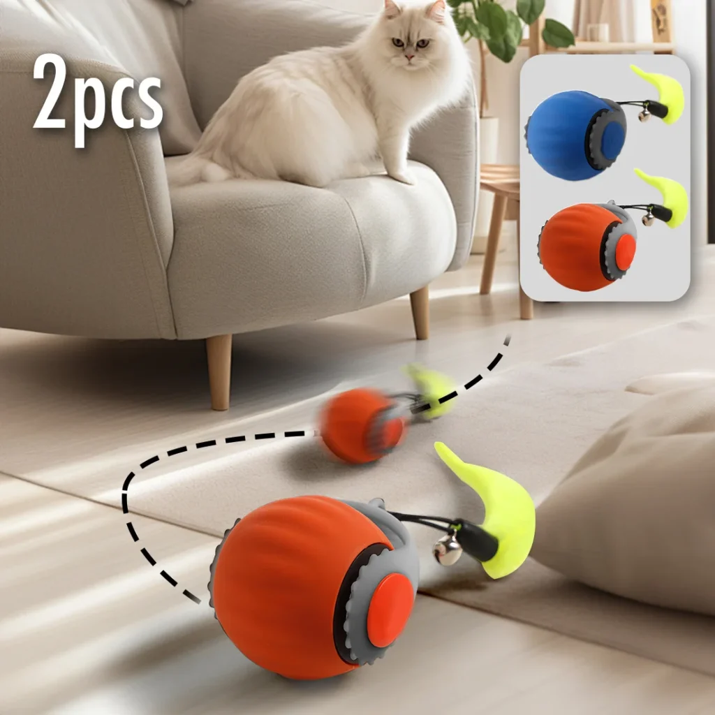 1/2PCS Interactive Cat Toys Ball Auto Electric Rolling Ball Toys for Cats/Kitty Pets Smart Automatic Teaser USB Rechargeable 1