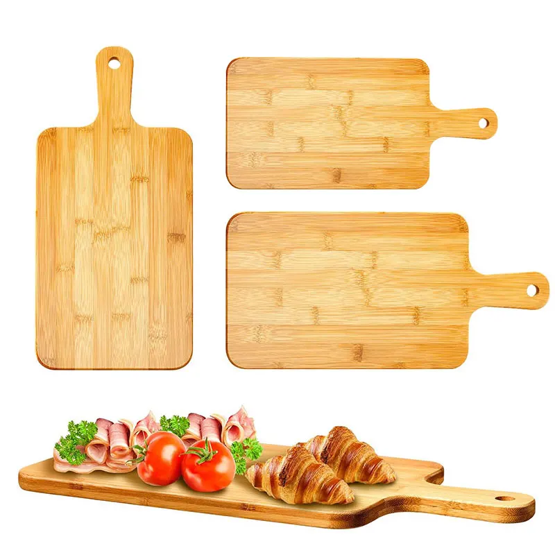 Bamboo Cutting Board with Handle Large Wooden Serving Board Kitchen Chopping Boards for Pizza Vegetables Meat 1