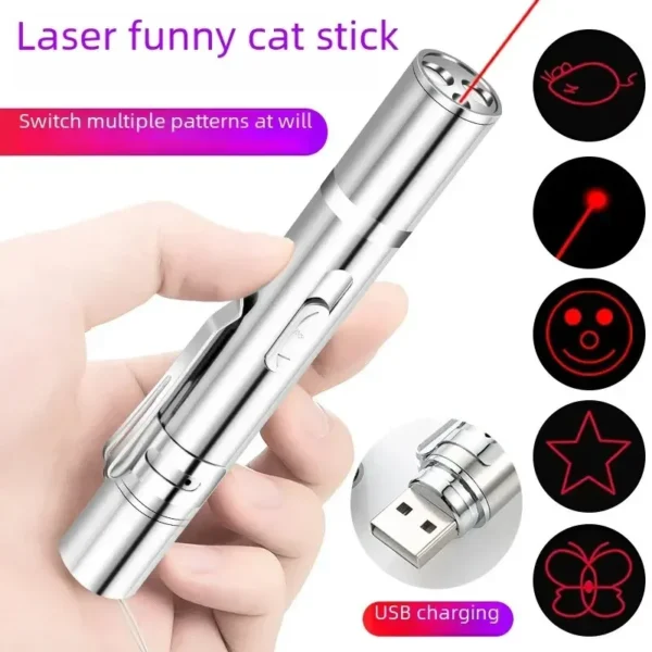 Multi Functional Upgrade USB Direct Charging Infrared Cat Toy Laser Pattern Projection Interactive Cat Stick Pet Toy Supplies 2