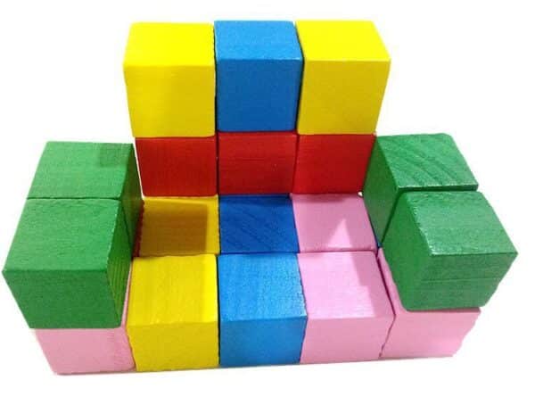Cube Building Block Mathematics Teaching Aid Set Wood Square Puzzle Small - Image 3