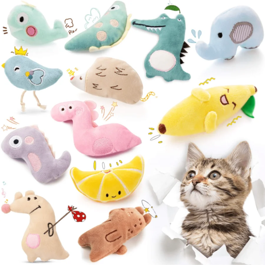 Pet Molar Bite toy Cartoon Stuffed Animal Cute Plush Cat Chew Toy Interactive Pets Toys For Cat 1