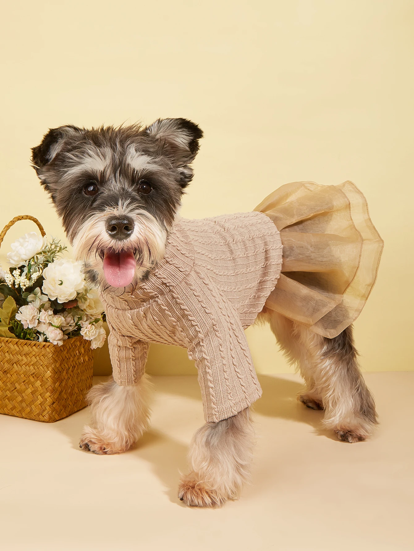 Dog TuTu Dress for Small Dogs Warm Costume Knitted Puppy with Tulle Doggie Pet Clothes Apparel for Dogs Cats Daily Wear 1