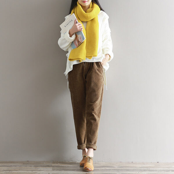 Large Size Women's Art Fan Xian Thin Corduroy Pants Autumn And Winter Loose Casual Trousers - Image 4