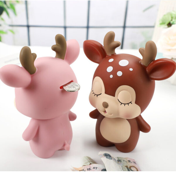 Creative Heart Flower Deer Vinyl Piggy Bank