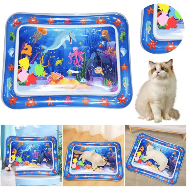 Water Sensory Play Mat Thickened Inflatable Water Mat For Cat And Dog Pet Playmat With Fish Sea Ocean Theme Sensory Toy Water 3