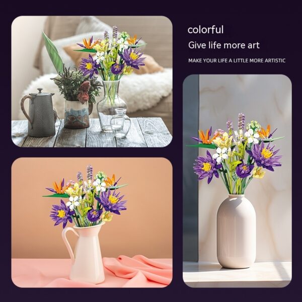 Home Decoration Assembled DIY Simulation Building Blocks Bouquet - Image 4