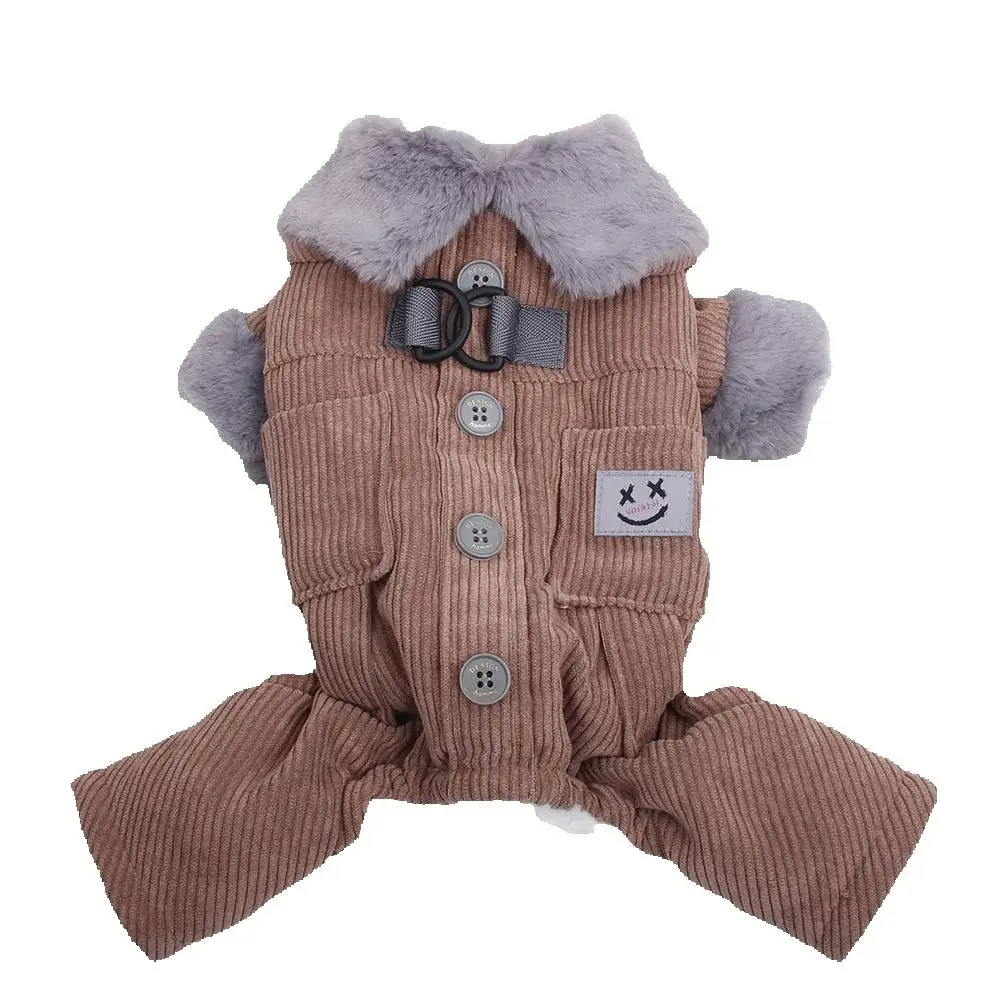 Boy Pet Dog Jumpsuit Coat Corduroy Design Winter Coat Jacket Pet Dog Clothes Apparel 1