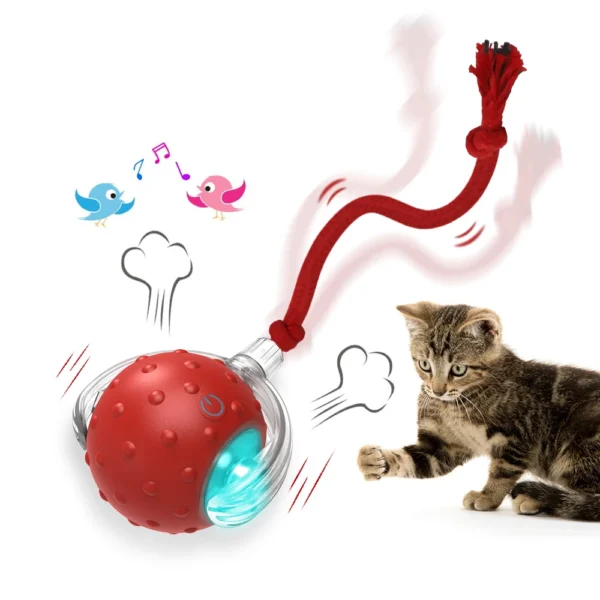 Interactive Cat Toy Ball with Bird Chirping Super Drive Cat Rolling Balls Motion Activated Sensor Pet Kittens Teaser Game Toys 1