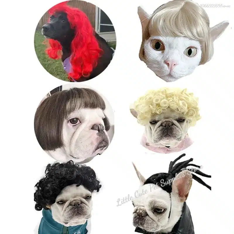 Funny Dog Cosplay Wig Fashion Headwear Apparel Toy Pet Supplies Dog Dress Up For Halloween Christmas Parties Festivals Dog Wigs 1