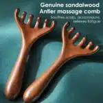 Natural Golden Sandalwood Five-Claw Scalp Massager Gua Sha Tool Back Scratcher Spa Handheld Meridian Massage Comb Hair Care 1