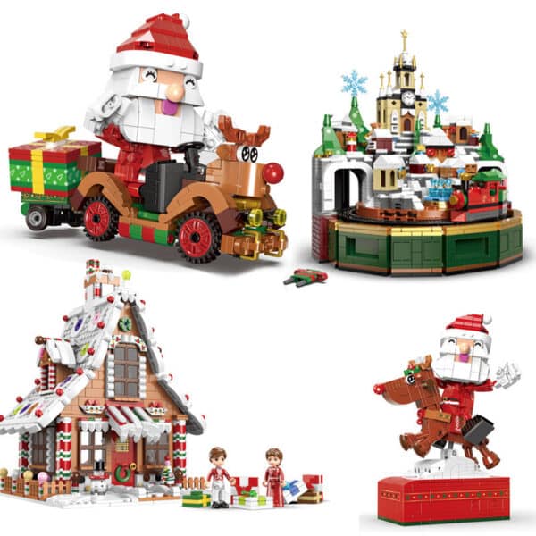 Santa Claus Gingerbread House Building Block Music Box - Image 5