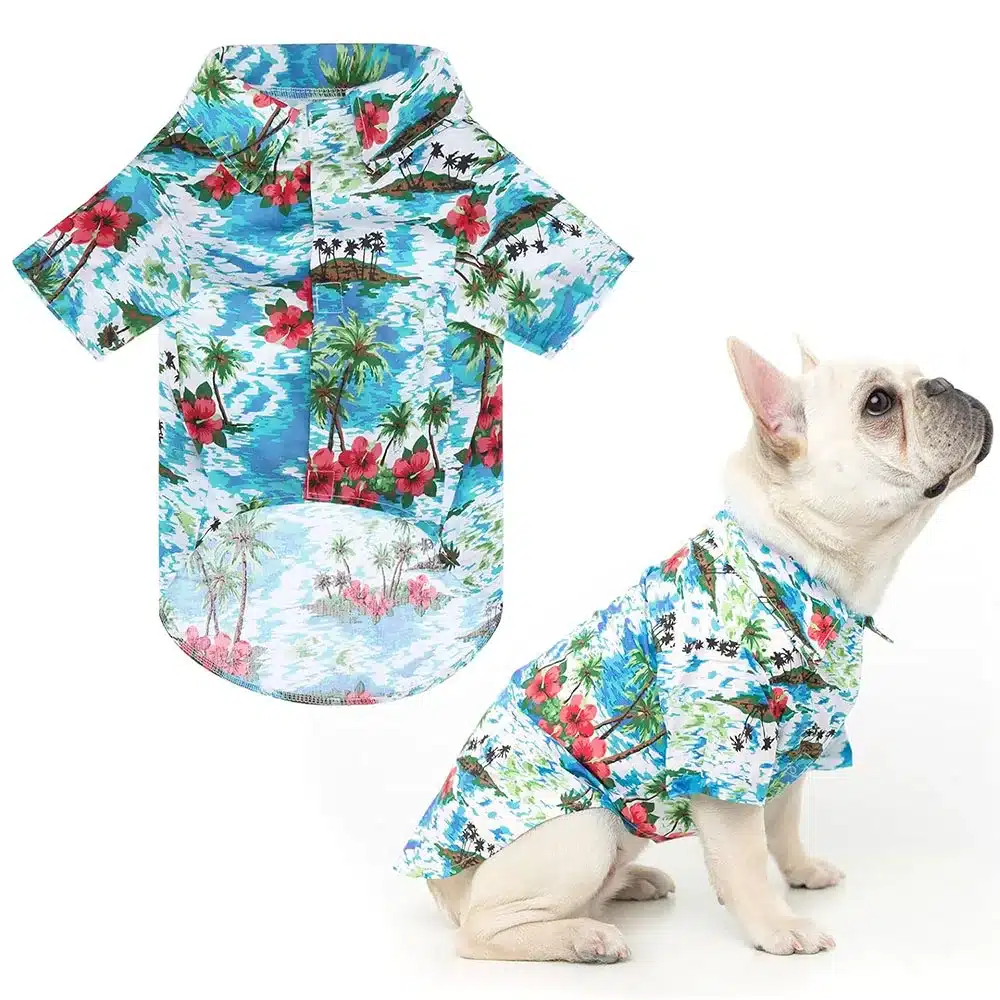 Dog Summer Clothes Hawaiian Breathable Cool Dog Shirt for Small Dogs Boy Seaside Beach Shirts Vacation Pet Apparel Cat T-Shirts 1