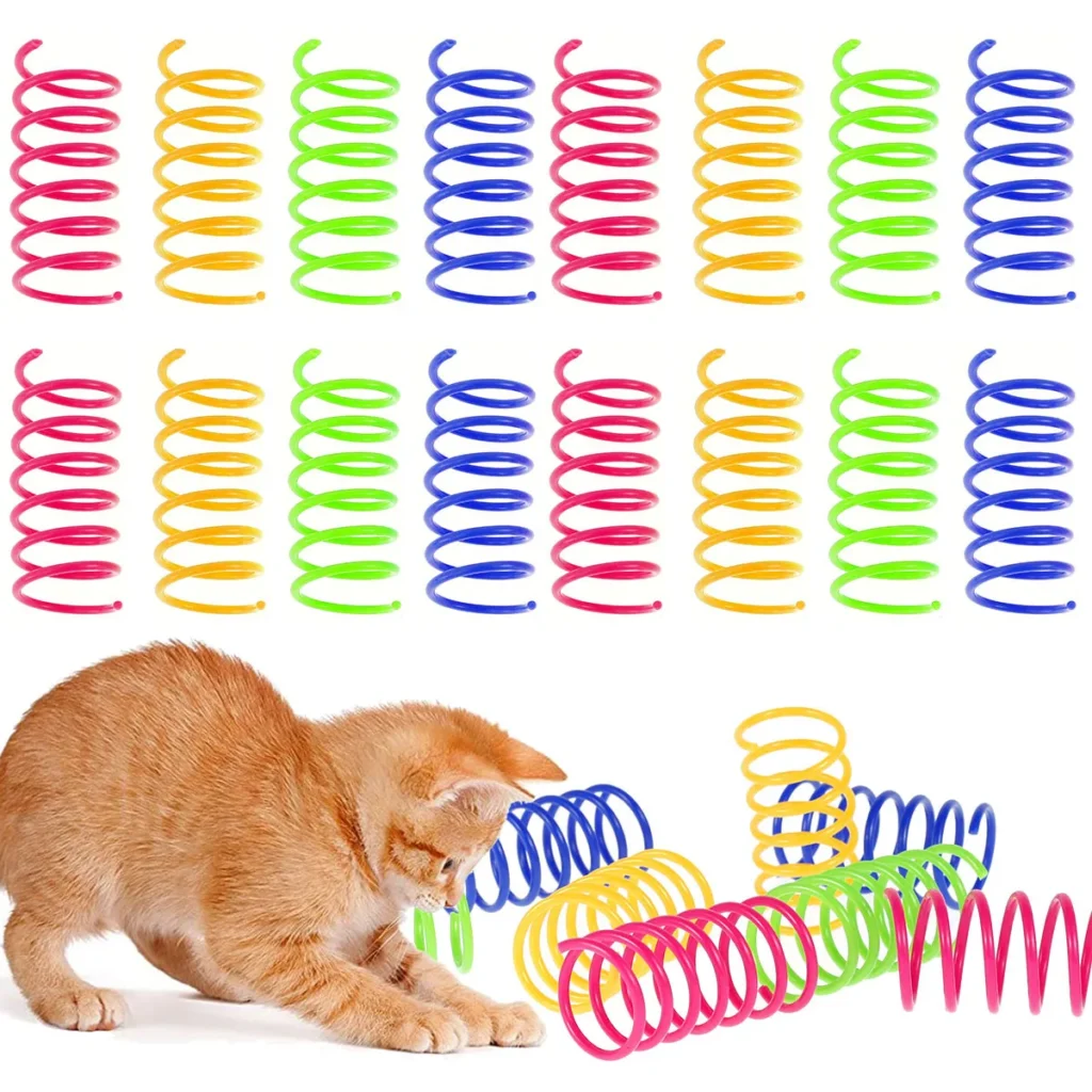 16pcs Cat Springs Toys Kitten Coil Spiral Pet Interactive Gauge Plastic Spring Toy Colorful Springs Cat Pet Toy Products 1