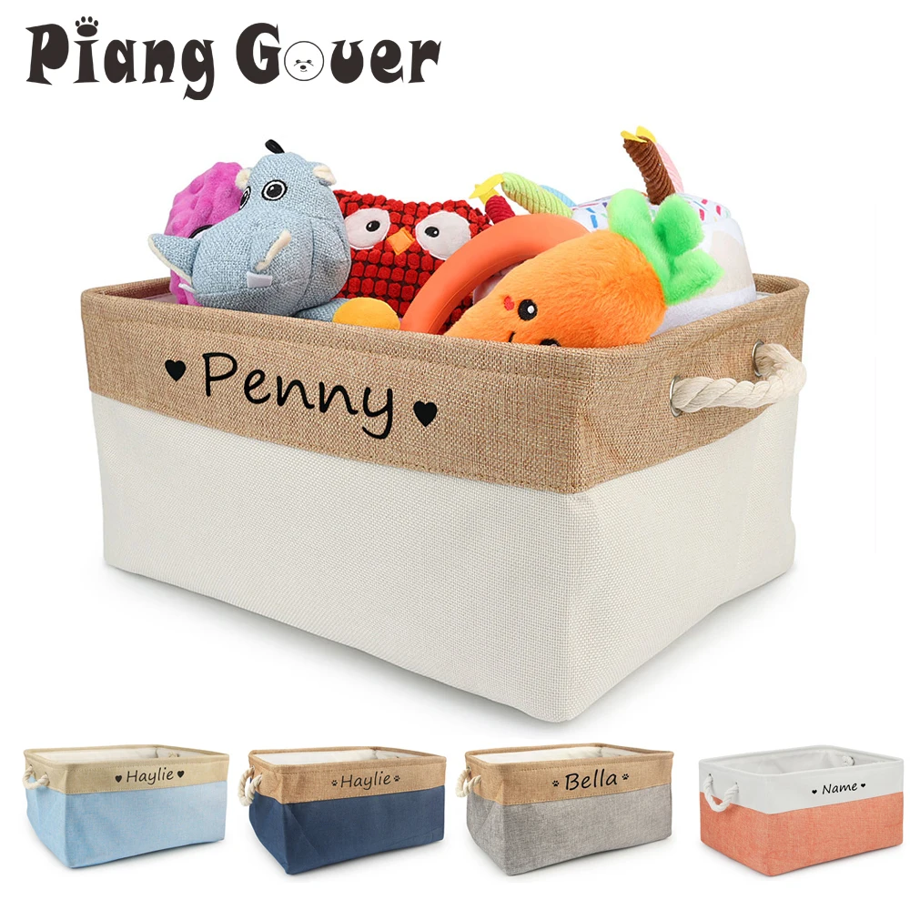 Personalized Dog Toy Basket Free Print Pet Storage Box Cat DIY Custom Name Toys Clothes Accessories Organize Storage 1