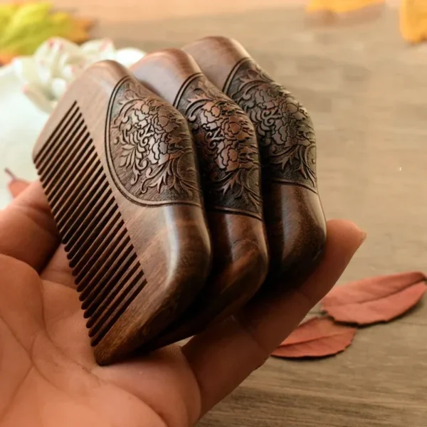 Pocket Wooden Comb Natural Black Gold Sandalwood Super Narrow Tooth Wood Combs No Static Lice Beard Comb Hair Styling 1