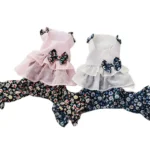 Dogs and Cats Dress Jumpsuit Floral & Tulle Design Pet Puppy Dress Skirt  Spring/Summer Clothes Apparel 1