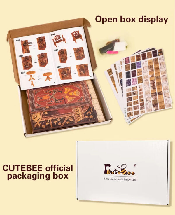 CuteBee Handmade Craft Japanese Theme Sakura Theme Diy Book Nook With Light Night Light Model Dollhouse - Image 3