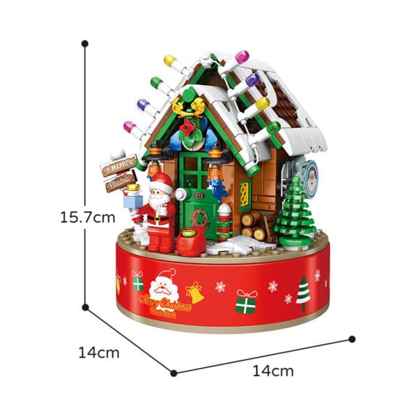 Music Box Kids Building Blocks Christmas Tree Ornaments Rotating LED Shining Music Box DIY City Bricks For Children Gift - Image 4