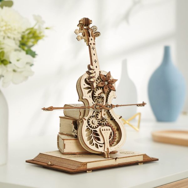 Robotime ROKR Magic Cello Mechanical Music Box Moveable Stem Funny Creative Toys For Child Girls 3D Wooden Puzzle AMK63 - Image 2