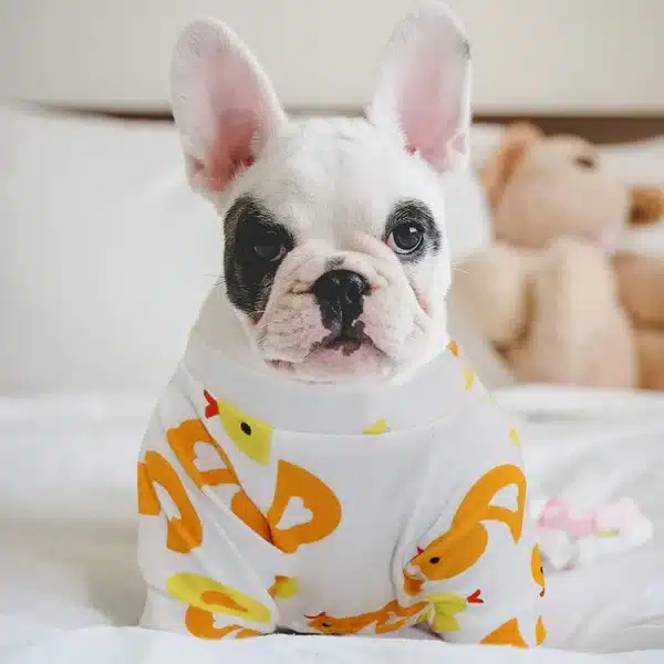 Pet Clothing Warm Cotton Dog Pajama Yellow Duck Soft Material Stretchable Dog Pajamas Onesie Pet Pjs Dogs Apparel for Small Dogs 3