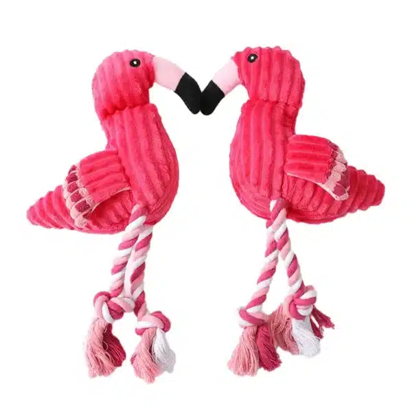 Cute Flamingo Plush Dog Toys Funny Interactive Squeaky Chew Ropes Toys For Small Large Pets Teeth Cleaning Supplies 5