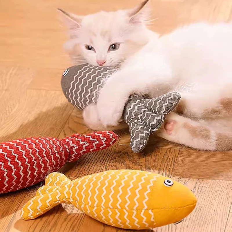 MADDEN Cat Fish Toy Cat Scratcher Catnip Toy Interactive Simulation Fish Cat Mint Fidget Toys Stuffed Playing Toy For Cat Kitten 1