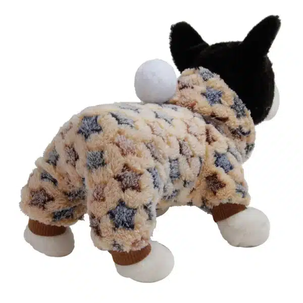 Pet Clothes Flannel Dog Costume Dog Cold Weather Coats Cat Apparel Soft Flannel Doggie Jumpsuit Clothes Pet Four Legged Pajamas 4