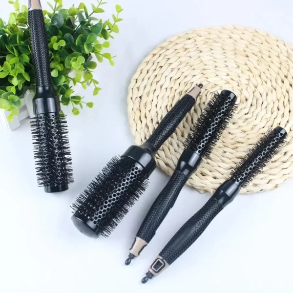 Black Cylinder Curly Hair Comb Ceramic Shape Nylon Tooth Roller Comb Hair Salon High Temperature Resistant Smooth Hair Big Wave  3