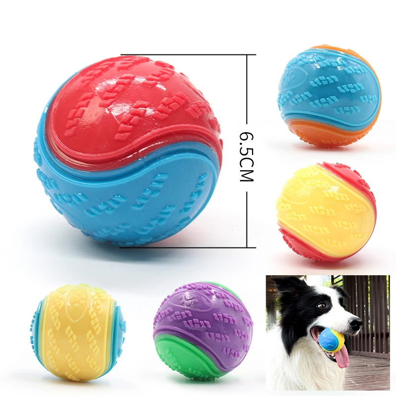 Dog Squeaky Toys Balls Strong Rubber Durable Bouncy Chew Ball Bite Resistant Puppy Training Sound Toy Teeth Clean Pet Supplies 1