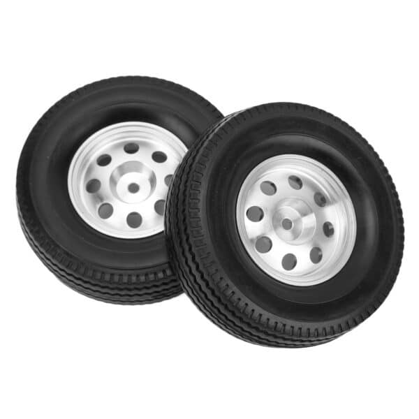 2PCS CNC Metal Wheel Rims Hubs and Rubber Tires Kit for Tamiya Tractor Truck 1/14 RC Car - Image 9